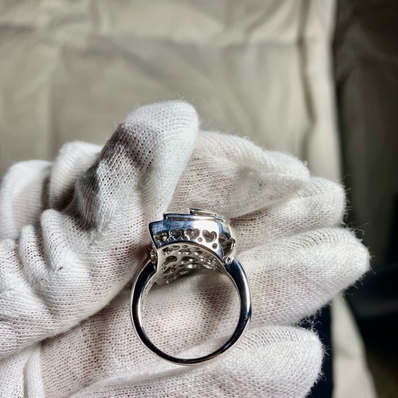 SALE ✅ NEW  14 KARATS WHITE GOLD RING WITH DIAMONDS,SAPPHIRE,PINK QTS - Picture 3 of 13